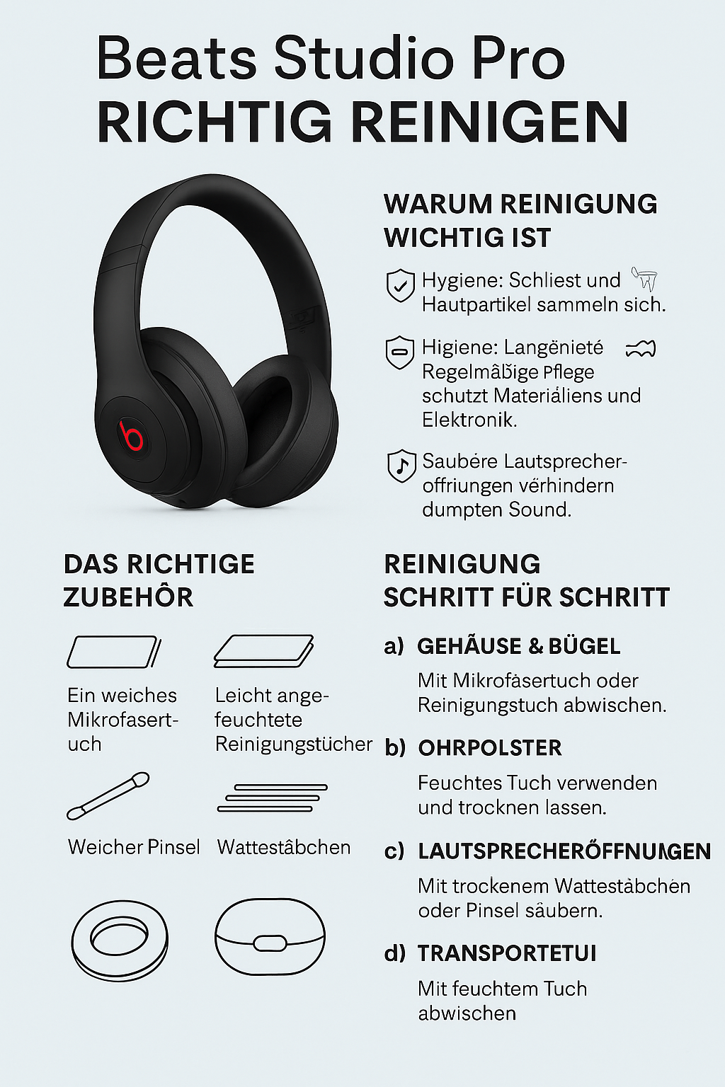 Beats Studio Pro richtig reinigen – Pflege für langanhaltenden Soundgenuss
